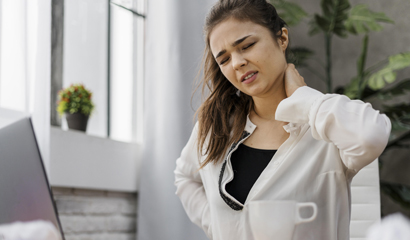 office worker with neck pain